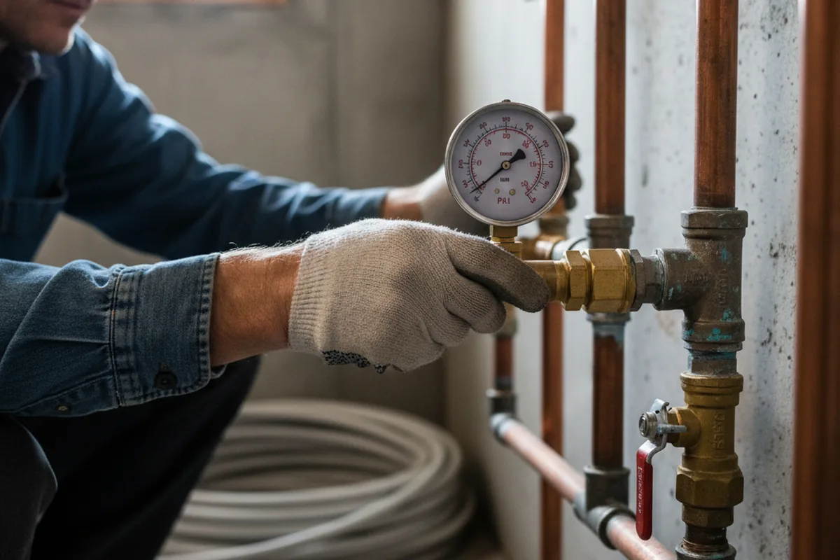 Pressure testing a repaired line during Water Line Repair in Alamo